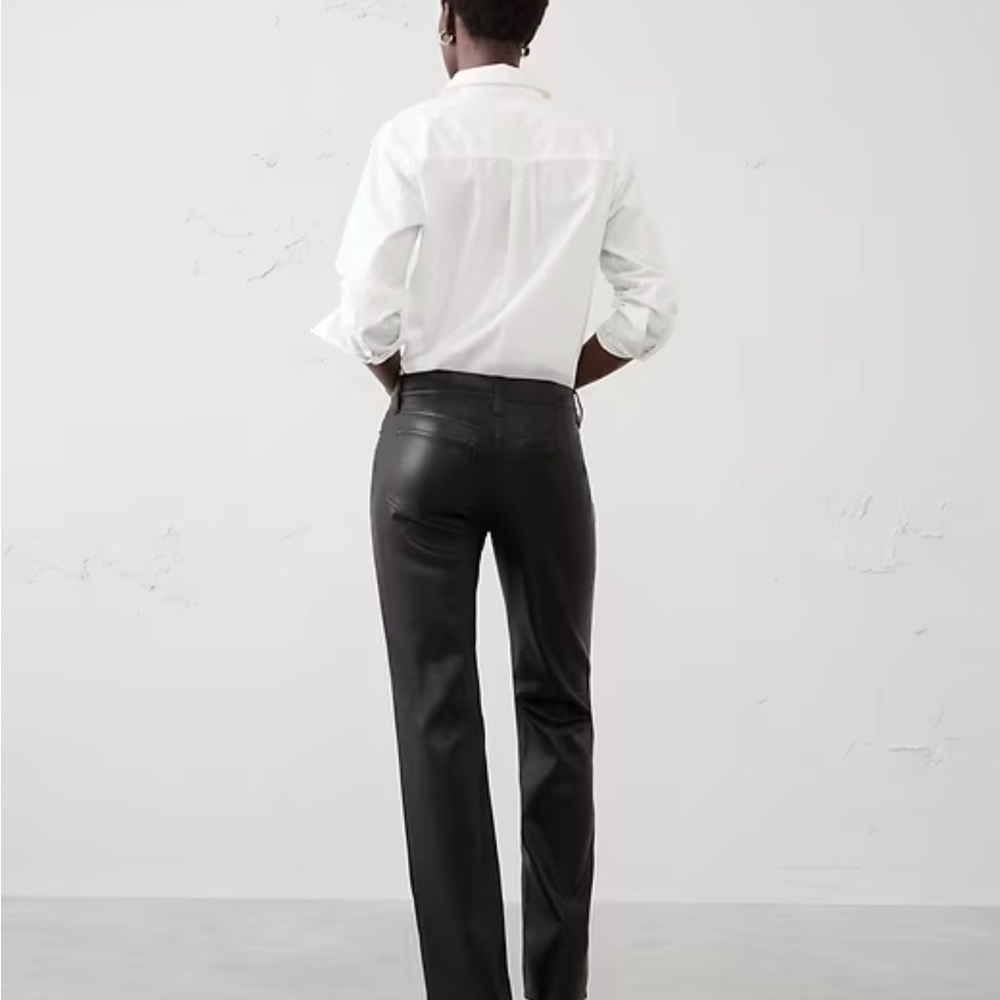 Banana Republic Black Faux Leather Straight-Leg Pants - Picture 3 of 3